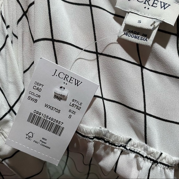 J Crew White Black Checker Print Button Up Shirt - Picture 4 of 4